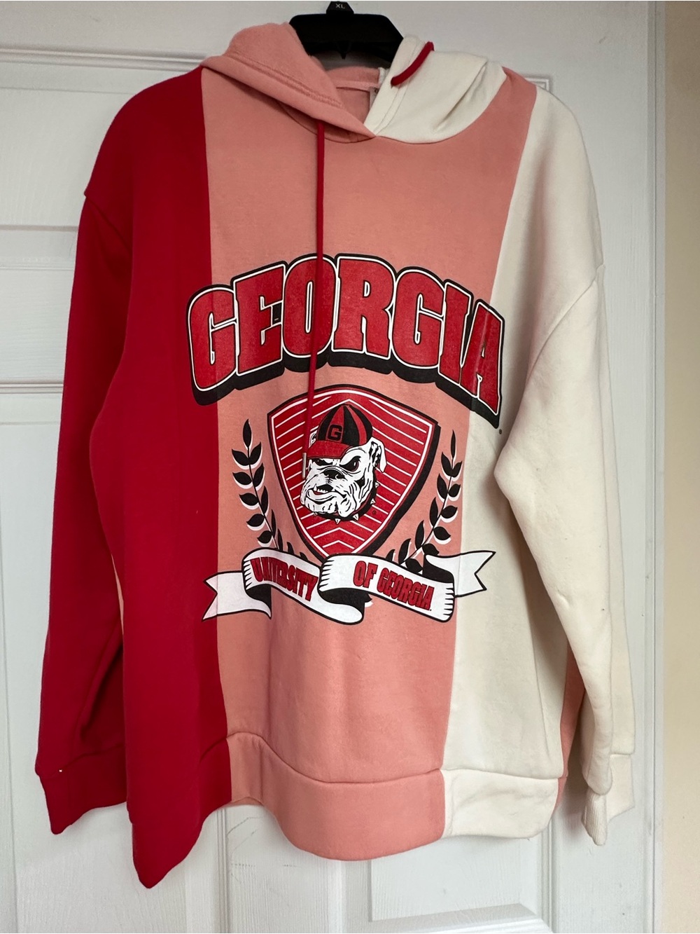 Georgia Colorblocked Hoodie Sweatshirt - Red, Pink & White
